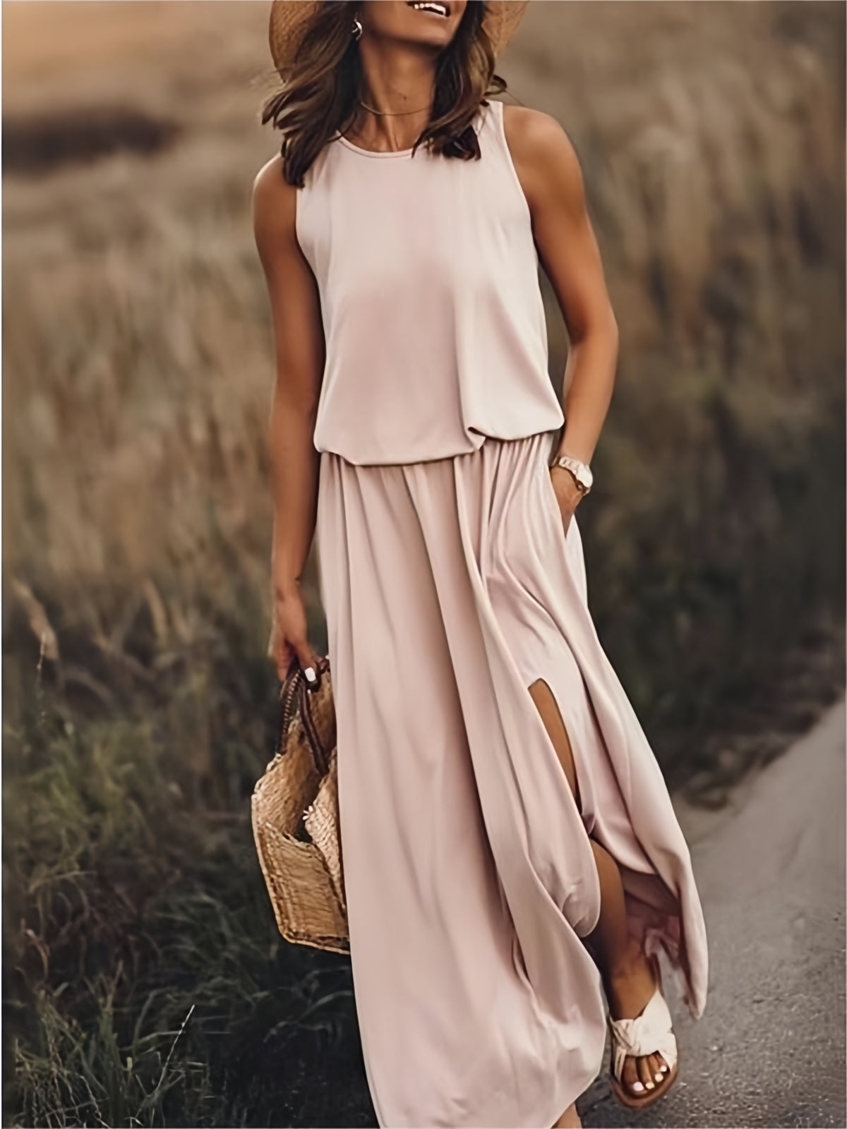 Rosaline - Effen Maxi Jurk