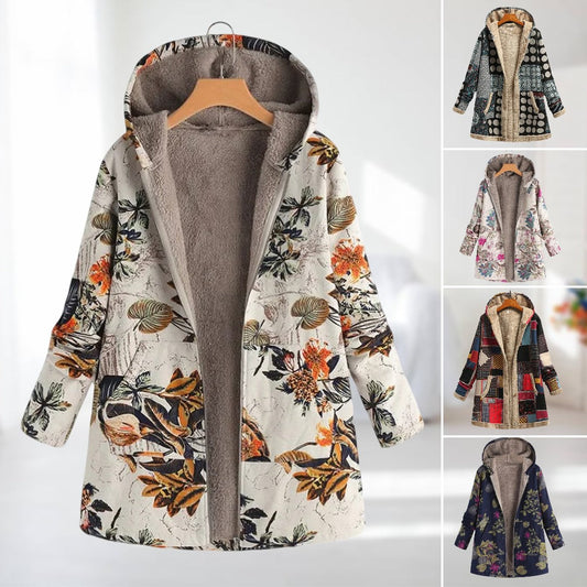 Lotte -  Herfst jas met bloemenprint